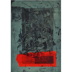 Antoni Clave, En Vert et Rouge, Carborundum Aquatint Etching