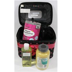 COSMETIC BAG FILLED WITH BATH PRODUCTS