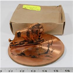 VINTAGE PURE COPPER LION FIGURE