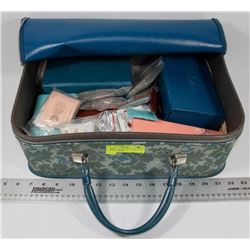 ESTATE VINTAGE ZIP UP CASE WITH AVON CONTENTS