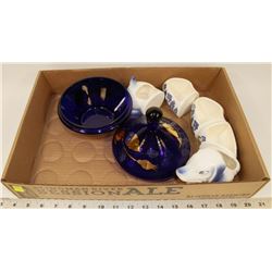 FLAT OF GLASSWARE INCL DOXIE SEGMENT SERVING &