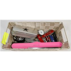 BASKET OF KNIVES, MULTI-TOOL & WATCHES