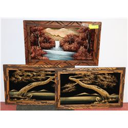 LOT OF 3 OIL ON VELVET 23 X 14