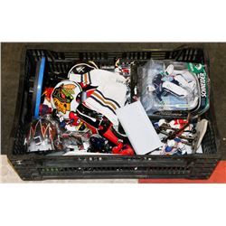 BOX OF HOCKEY/SPORTS COLLECTIBLES