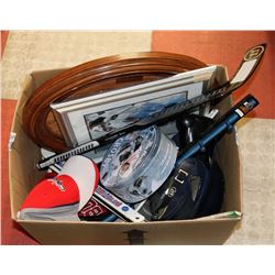 BOX OF HOCKEY/SPORTS COLLECTIBLES