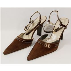 ANNE KLEIN JOEL CHOCOLATE SUEDE  SHOES SZ 10M
