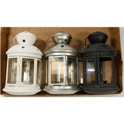 SET OF METAL CANDLE LANTERNS