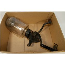 ANTIQUE ARCADE WALL MOUNTED COFFEE GRINDER.