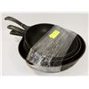 Image 1 : SET OF 5 CAST IRON FRYING PANS.