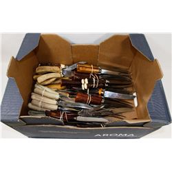 VINTAGE ANTLER KNIFES, CARVING FORKS, SHARPENERS.