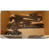 Image 1 : BOX W/ 5 VINTAGE PIPE WRENCHES.