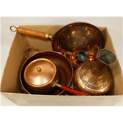 VINTAGE COPPER PAN, POTS, CUPS ETC.