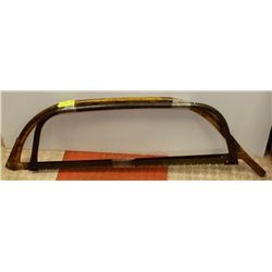 TWO VINTAGE BOW SAWS, 42 AND 35 “ LONG.