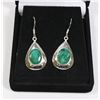 Image 1 : #57-NATURAL GREEN EMERALD  GEMSTONE EARRINGS