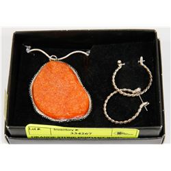 ORANGE CITRINE STONE PENDANT WITH STERLING SILVER