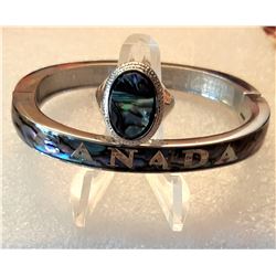 20)  SILVER TONE ABALONE HINGED