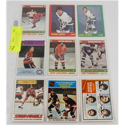 SHEET OF ASSORTED HOCKEY CARDS INCL GUY LAFLEUR