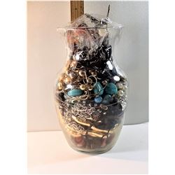1)  JAR FULL OF ASSORTED JEWELRY