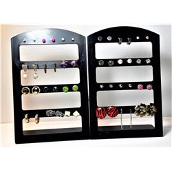5)  EARRING STAND & 24 STUD EARRINGS