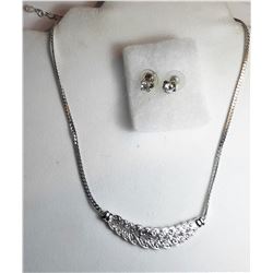 18)  VINTAGE SILVER TONE & CLEAR RHINESTONE