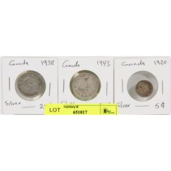 LOT OF 3 CANADA COINS