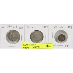 LOT OF 3 CANADA COINS