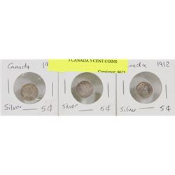 LOT OF 3 CANADA 5 CENT COINS