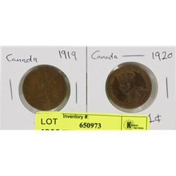 LOT OF 2 CANADA  LARGE PENNIES