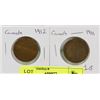 Image 1 : LOT OF 2 CANADA  LARGE PENNIES