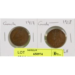 LOT OF 2 CANADA  LARGE PENNIES