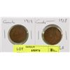 Image 1 : LOT OF 2 CANADA  LARGE PENNIES