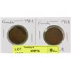 Image 1 : LOT OF 2 CANADA  LARGE PENNIES