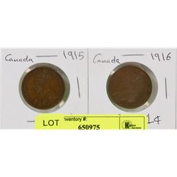LOT OF 2 CANADA  LARGE PENNIES