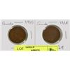 Image 1 : LOT OF 2 CANADA  LARGE PENNIES