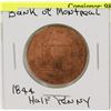 Image 1 : 1844 BANK OF MONTREAL HALF PENNY