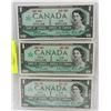 Image 1 : LOT OF 3 1967 CANADIAN 1.00 BILLS WITHOUT SERIAL #