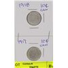 Image 1 : 1917 & 1918 CANADIAN 10 CENT COINS