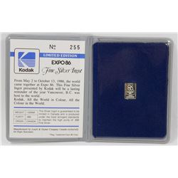 EXPO FINE SILVER INGOT 1G BAR.