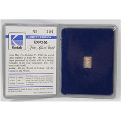 EXPO FINE SILVER INGOT 1G BAR.