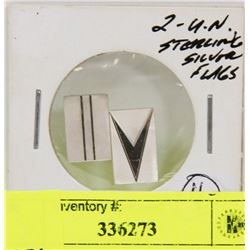 PAIR OF SILVER MINI UN FLAG BARS.