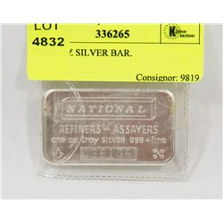 TROY OZ SILVER BAR.