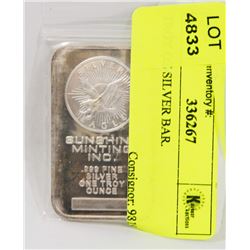 TROY OZ SILVER BAR.
