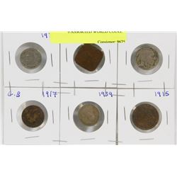 LOT OF 6 ASSORTED WORLD COINS.