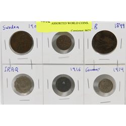 LOT OF 6 ASSORTED WORLD COINS.