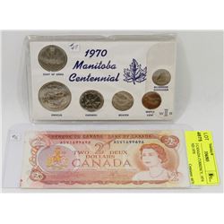 LOT OF 2 CANADA CURRENCY, 1974 $2 BILL AND 1970