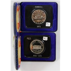 LOT OF 2  $1 COINS, 1972 CANADA, 1973 PEI CAMEO