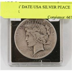 1924 KEY DATE USA SILVER PEACE DOLLAR