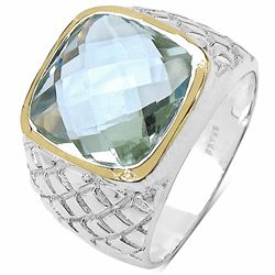 110) RHODIUM PLATED GREEN AMETHYST RING