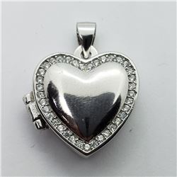 1) STERLING SILVER CUBIC ZIRCONIA LOCKET PENDANT