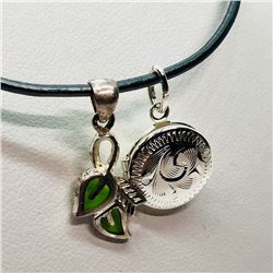144) STERLING SILVER PENDANT W/CORD NECKLACE